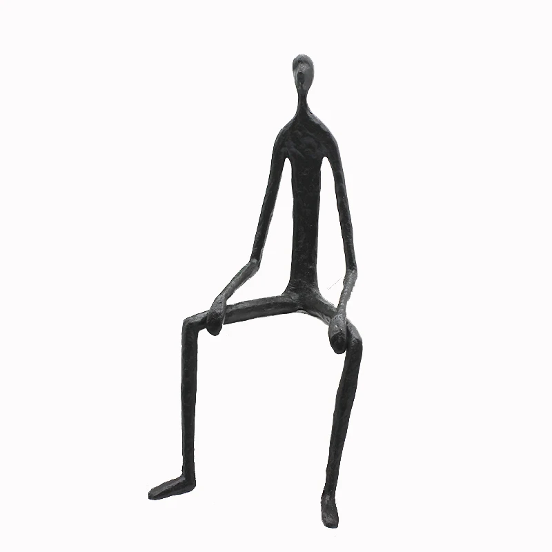 Classic Metal Crafts Thinking Man Figure Home Decor Cast Iron Sculpture Artwork Ornament