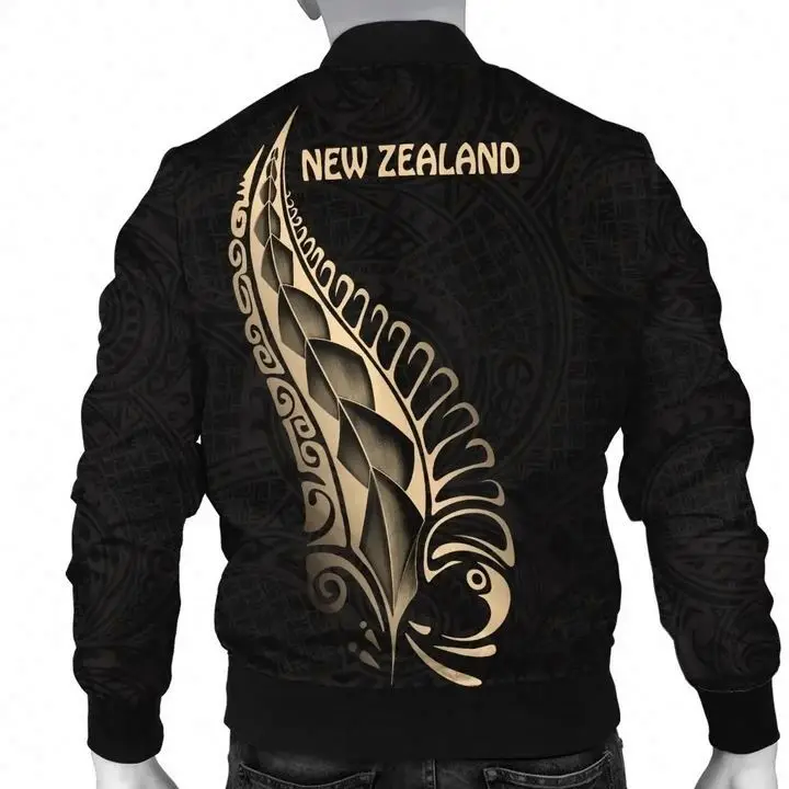Promotion  LOW MOQ Jacket Mens Clothing Gold Leaf Design New Zealand Bomber Jacket Warm Flight Jacket Autumn And Winter