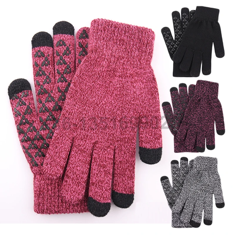 Fashion Young Girls Students Style New Cashmere Brushed Knitted Gloves Lady Jacquard Touch Screen Gloves Keep Warm Winter Gloves