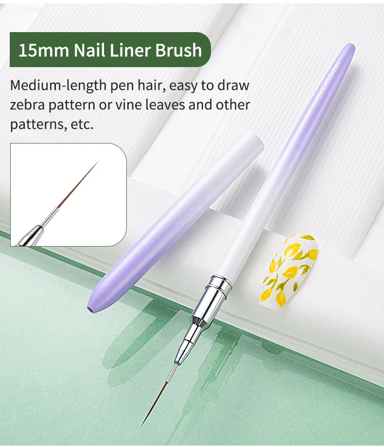 Nail art drawing pen set extremely fine drawing brush purple and white gradient painting pen
