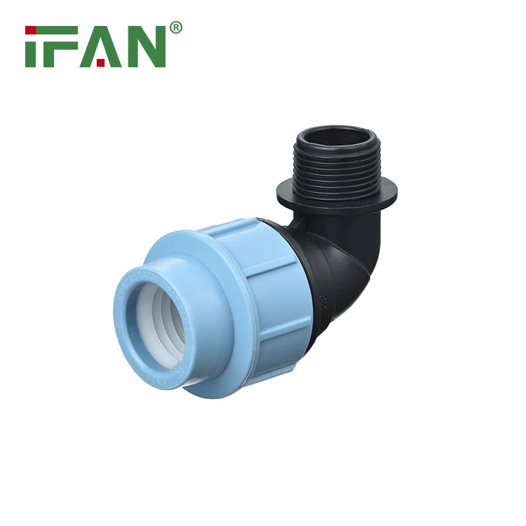 Фан GB/T 13663 поставка с завода HDPE фитинг 20-63 мм синий PN16 наружной резьбой локоть
