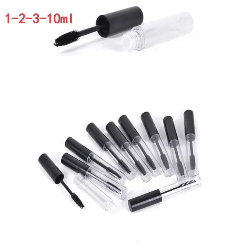 New Product Customized Logo Container PET Matt Black Empty Round Eyeliner Tube Mascara Tube 10ml