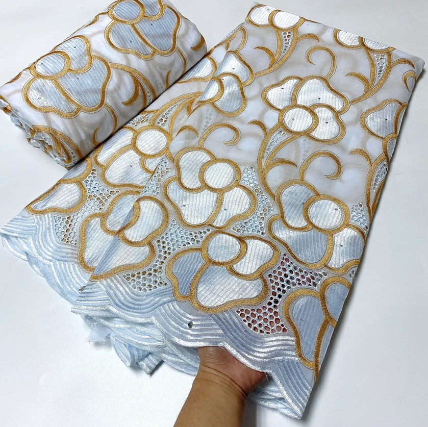 African Cotton Punch Embroidery Lace Fabric High Quality Nigerian Swiss Voile In Switzerland Lace Fabrics OK7031