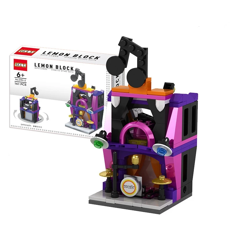 Small Particle DIY City Street View Building Blocks Assembled Model Series; Educational Puzzle Construction Toys Children Gift