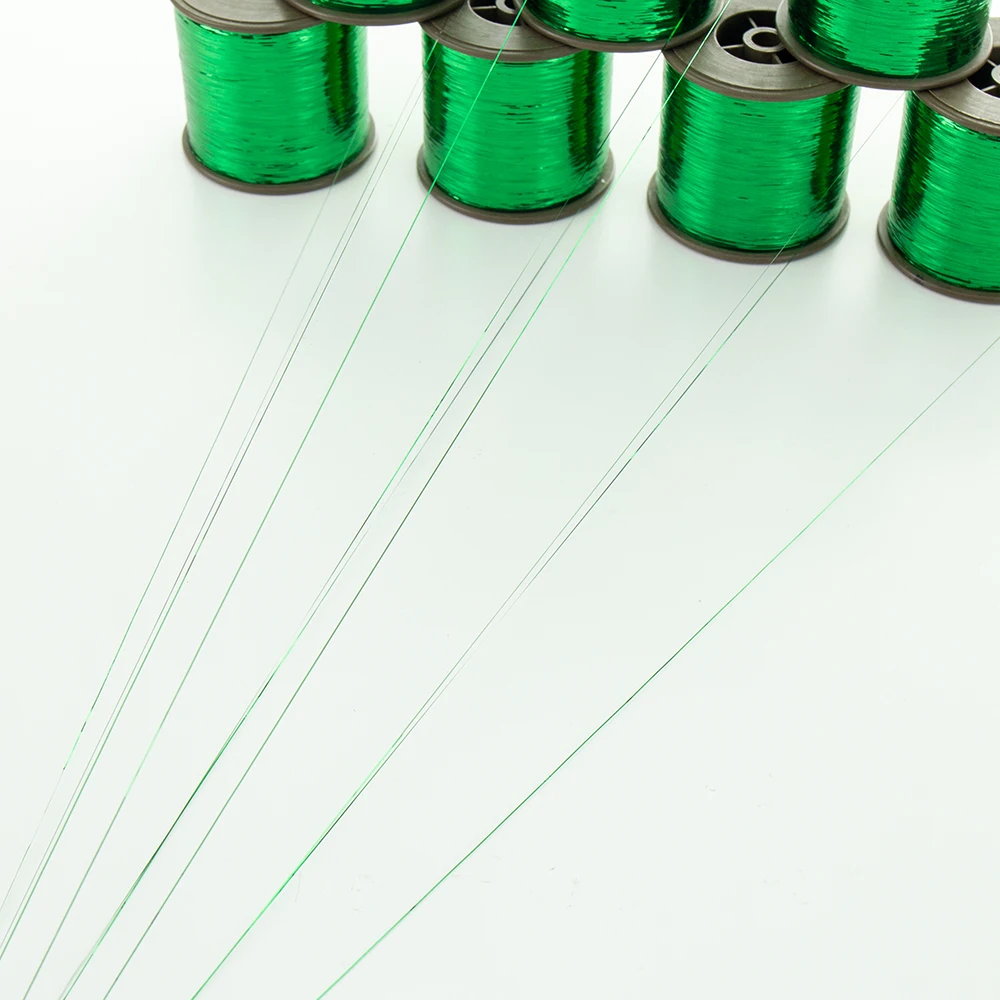 Wholesale Sparkle Woving Knitting Light Green M Type Metallic Yarn Thread Good Quality Flat Metallic Yarn