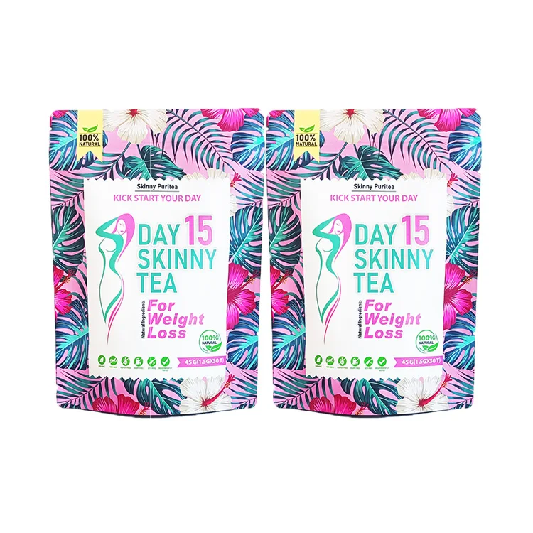 Custom Printed 28days Weight Loss Skinny fit Slim Diet Detox Tea Packaging Bags