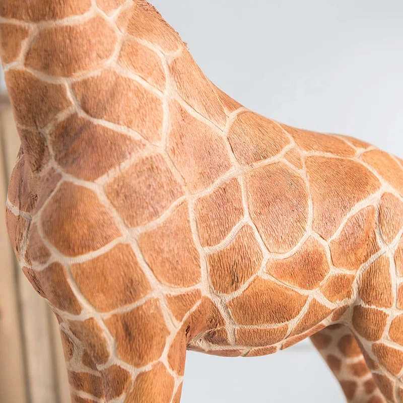 Artificial African animal resin large giraffe statue for shop window display Rural nature style