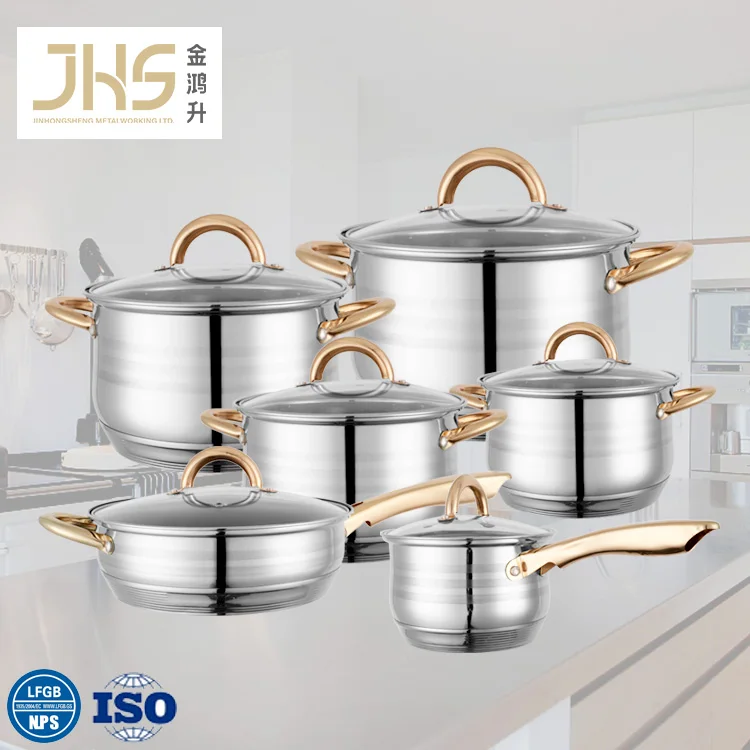 New Factory Wholesale Thickened Stainless Steel Pot Set Kettle Milk Pot Soup Pot Pan 13 Piece Cookware Set