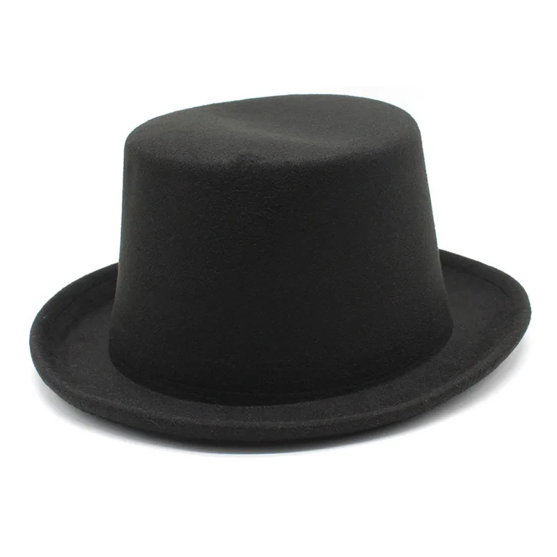 England Vintage Billycock Gentlemen Black Felt Performance Magician Lincoln Top Hat Tall Crown