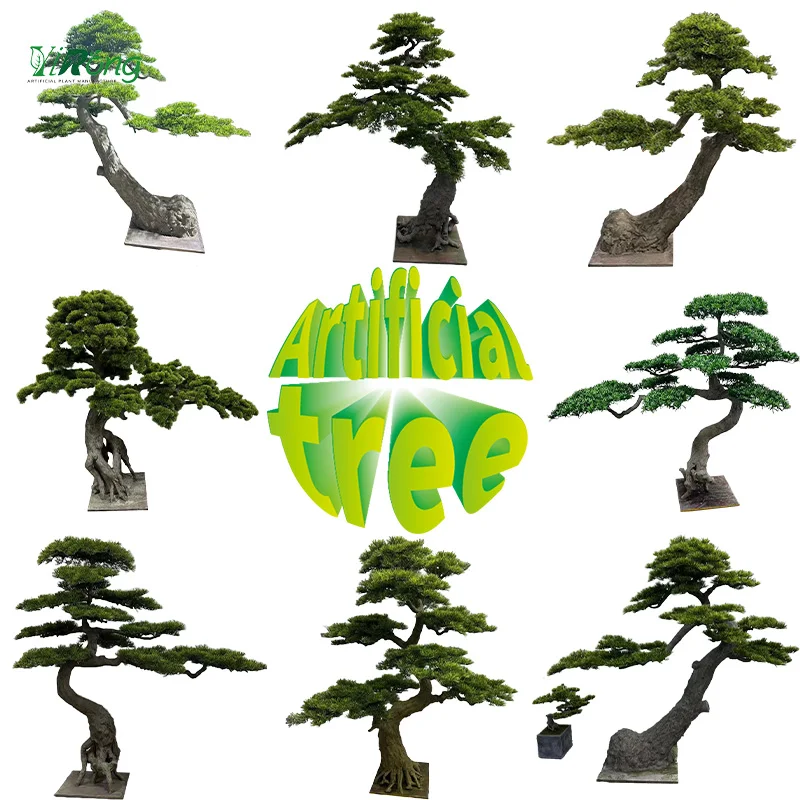 Factory Wholesale Price Artificial Bonsai Pine Tree Plant Indoor Decorative Green Pine Tree