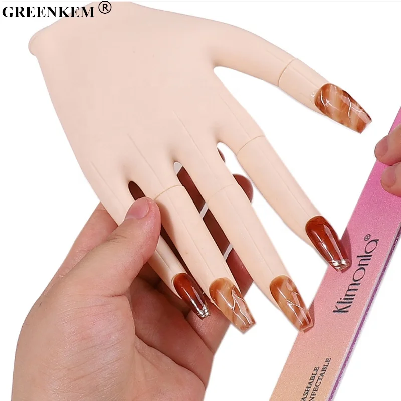 New Nail Practice Hand Simulated Nail Art Soft Rubber Joint Movable Prosthetic Hand Detachable Fingers Nail Practice Hand