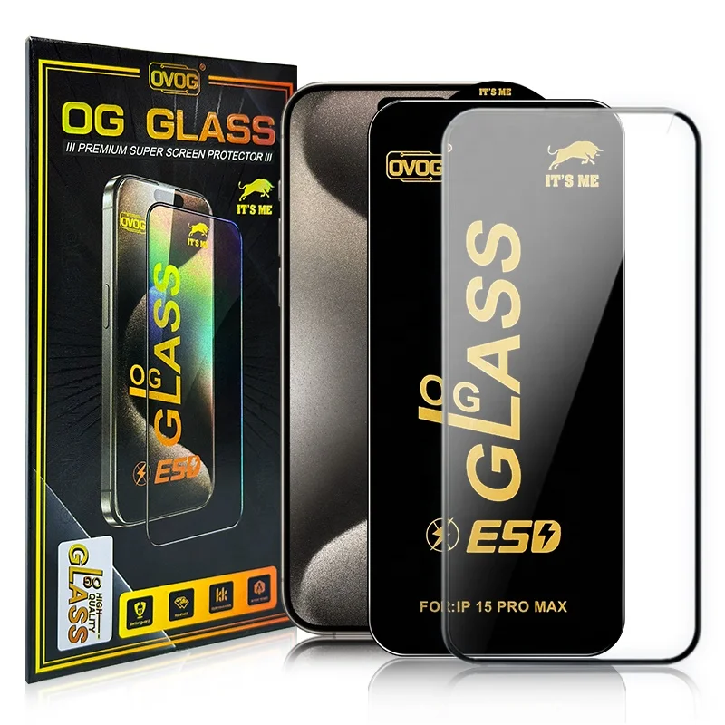 HYTO Full Glue ESD OG Glass For Iphone 15 14 13 12 11 Pro Max Mini Screen Protector Mobile Phone Tempered Glass Protective Film