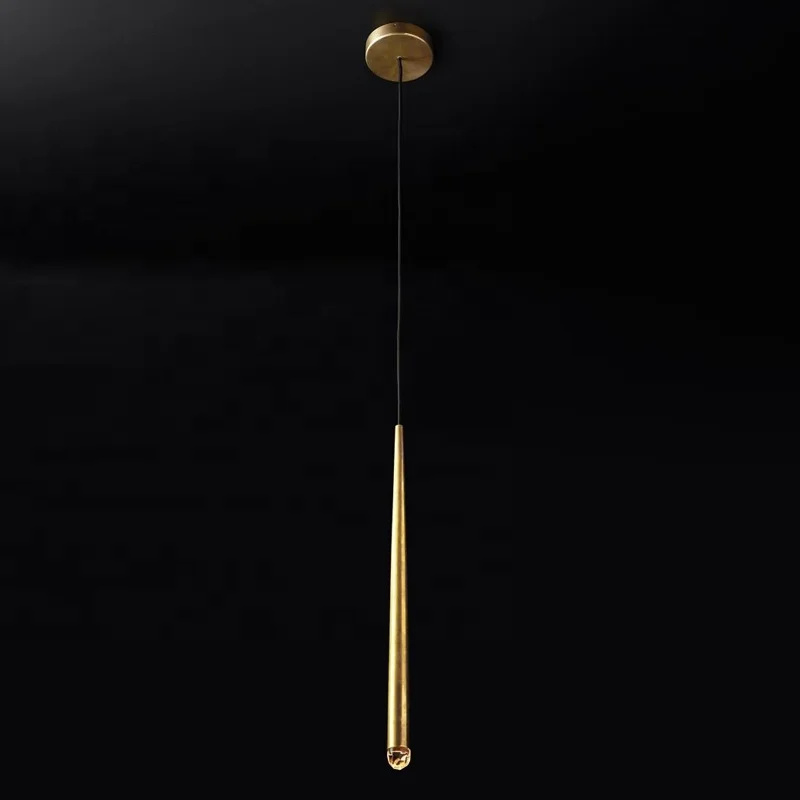 Postmodern Antique  Gold Crystal Brass LED Pendant Lamp Vintage Adjustable Hanging Lamp Home Dining Room Hotels Villas Light