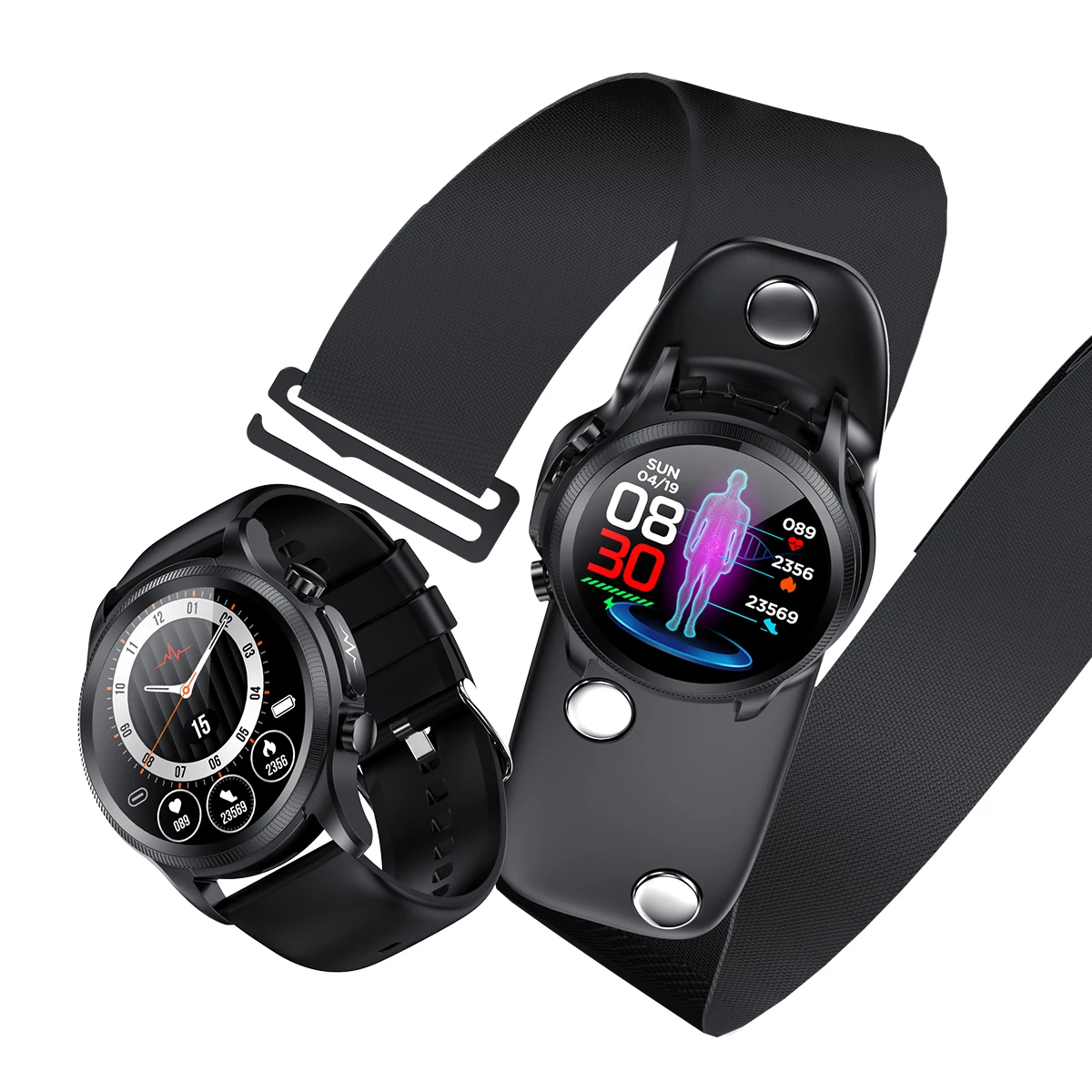 2023 Newest E400 Ecg Watch Non-invasive Blood Glucose Monitoring Temperature Blood Pressure Smart Watch With Chest Patch Band