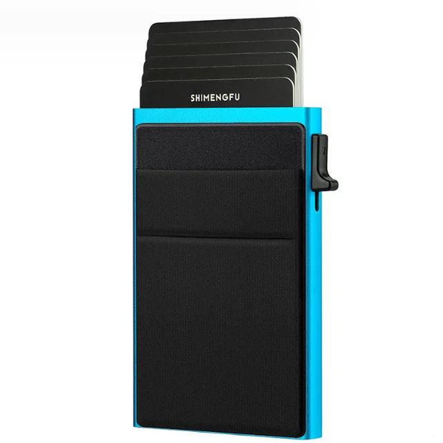 Retractable Id Card Holder Credit Card Holder Minimalist Saffiano Smooth Crazy Horse Leather RFID Slim ID Card Holder