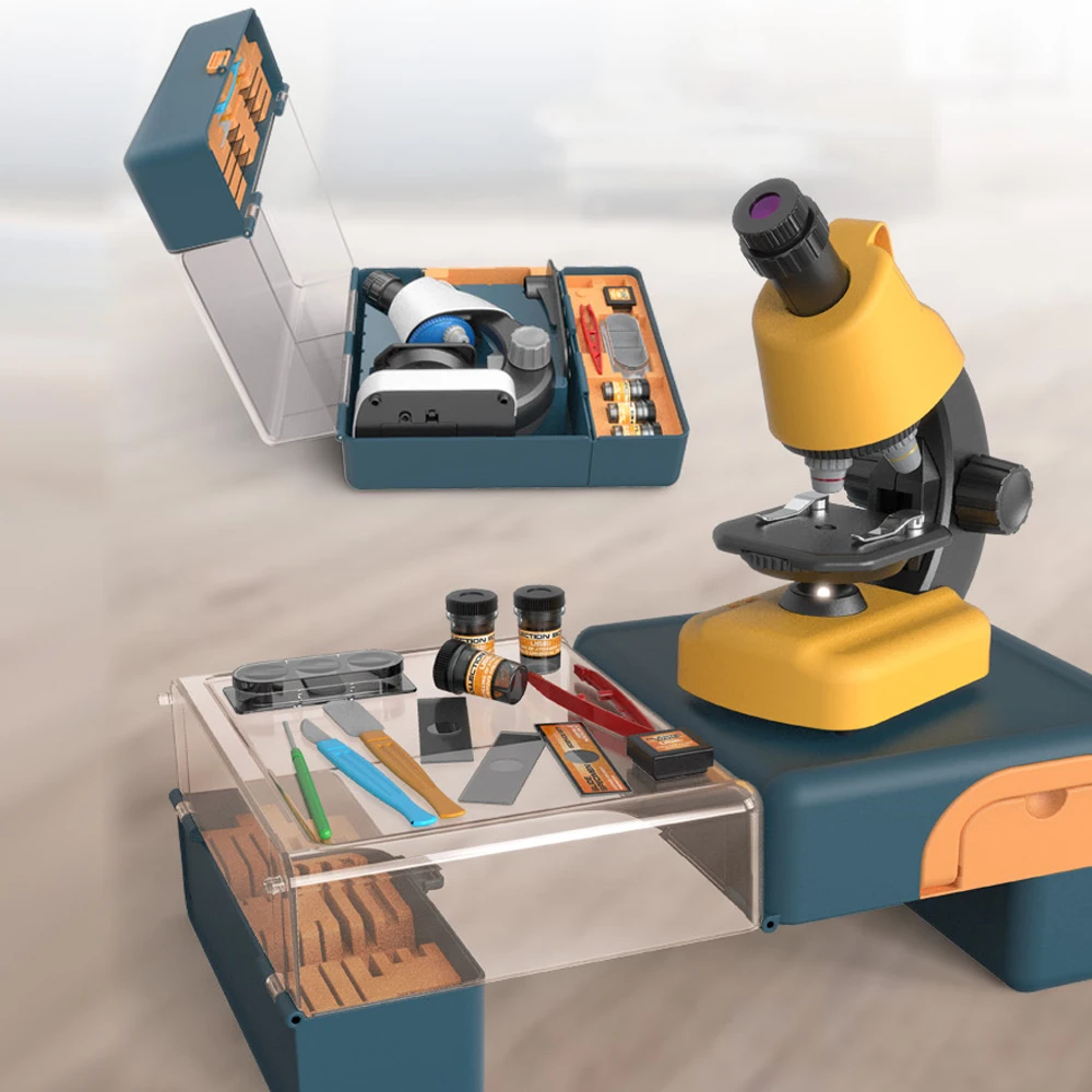 Science Toys Microscope for Kids, STEM Microscope Educational Toy Science Kit with LED Lights, 100x, 400x,1200x Magnification