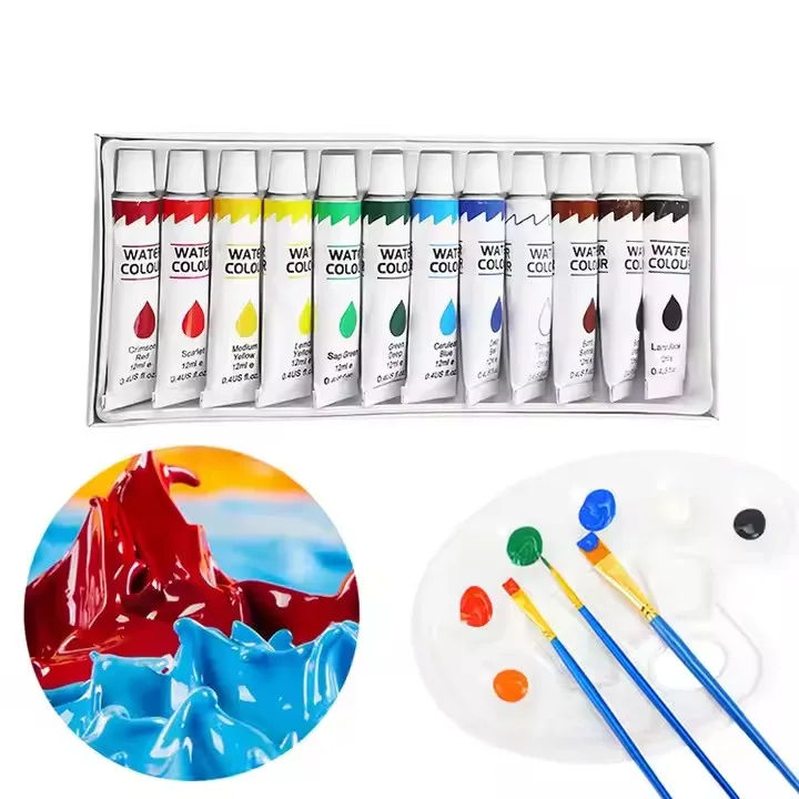 Tercel 12ml 12 Colors Classic Color Art Acrylic Paint Set Custom Rich Pigment for Paint Drawing Painting