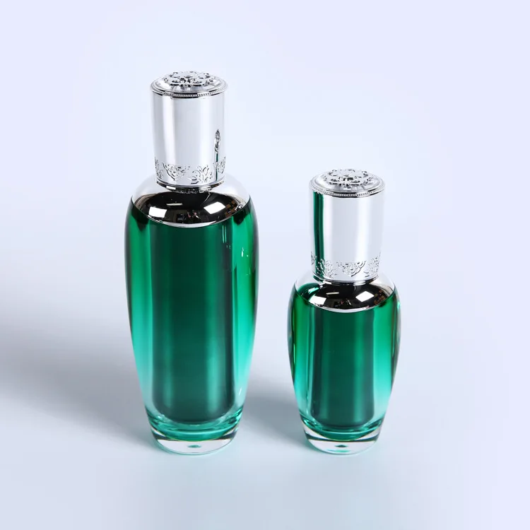 Factory Popular Customized Cosmetics Packaging PMMA Retro Luxury Orchid Face Cream Jar Lotion Essence Bottle Set