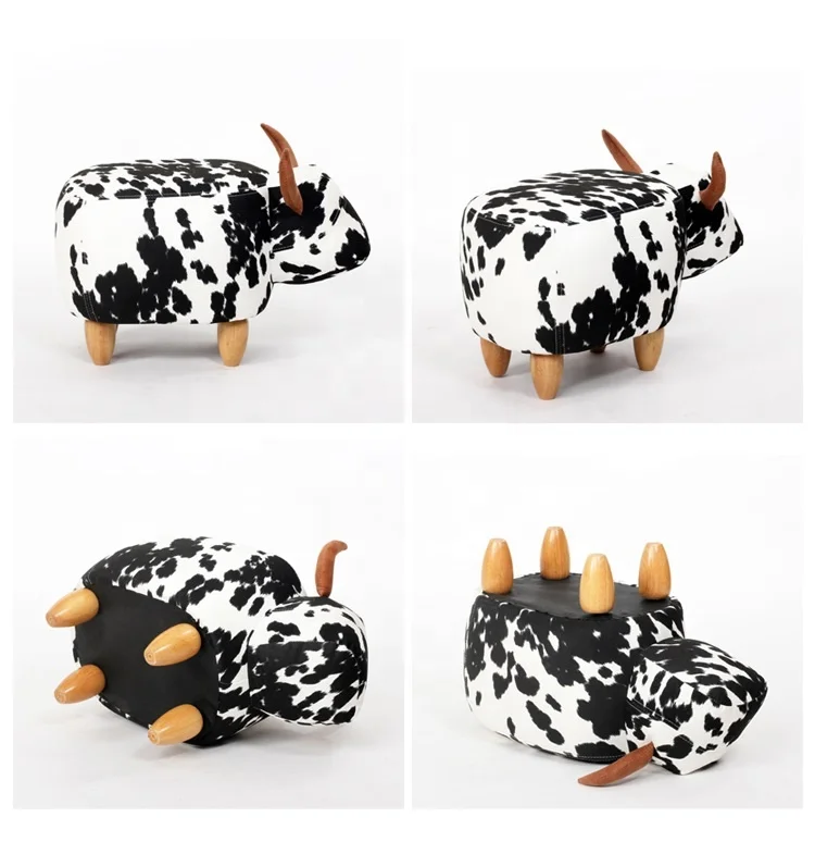 JX Living Room Furniture Seating Wooden Chair Animal Stool Deer Rabbit Cow Sheep Giraffe Animal Step Stool For Kids