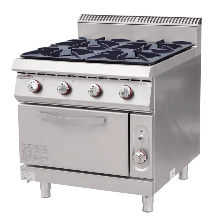 Коммерческая газовая плита, 4 горелки с шкафом 800 мм