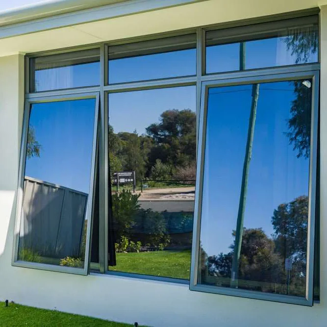 Customized Size Windproof Frameless Casement Awning Windows Frosted Bathroom Glass Awning Window for Apartment