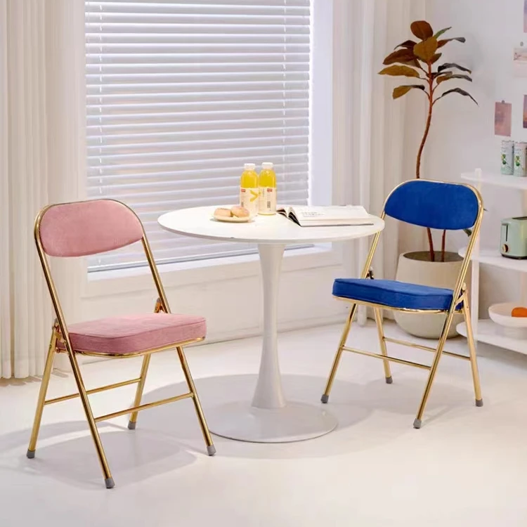 Simple Home Furniture Garden Outdoor Event Banquet Wedding Folding Chair with Fabric Cushion