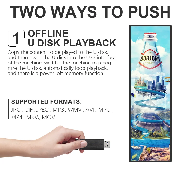 Portrait / Landscape Display Flexibility Retail Supermarket Shelf Edge Ultra Wide Stretch Bar LCD Display Advertisement Screen