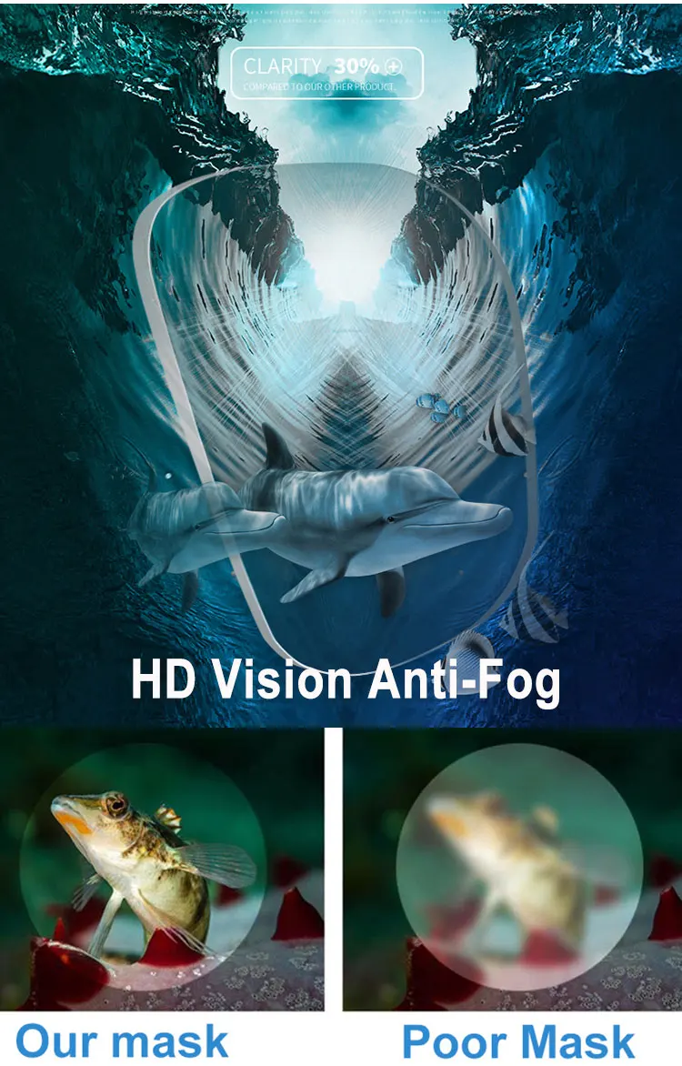 Underwater Free Dive Goggles Sports Tempered Glass Black Silicone Swimming Diving Mask