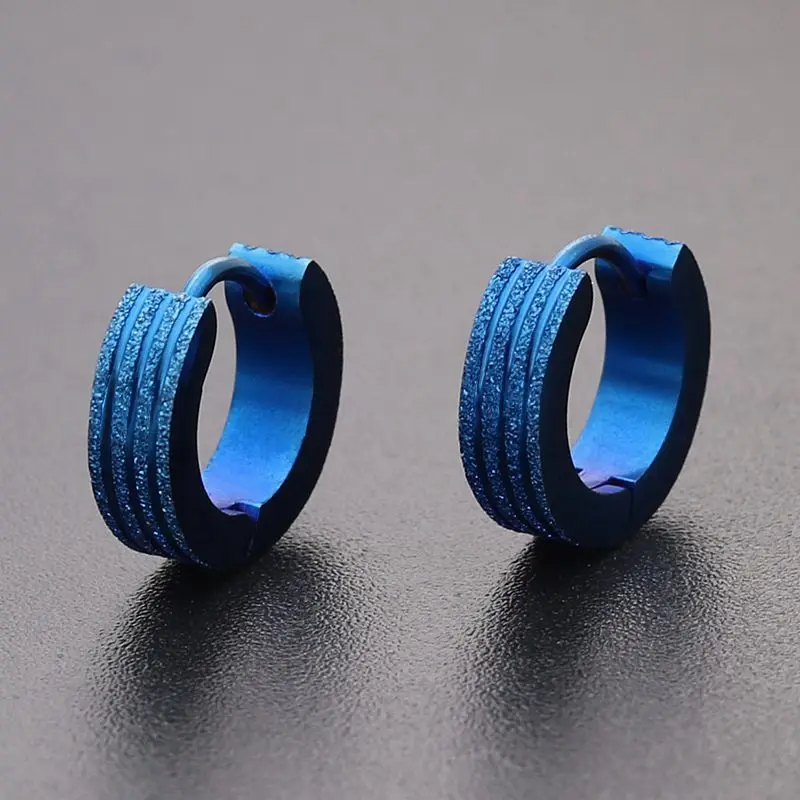 fashion steel earring sandblast 4 colors earring for the boys