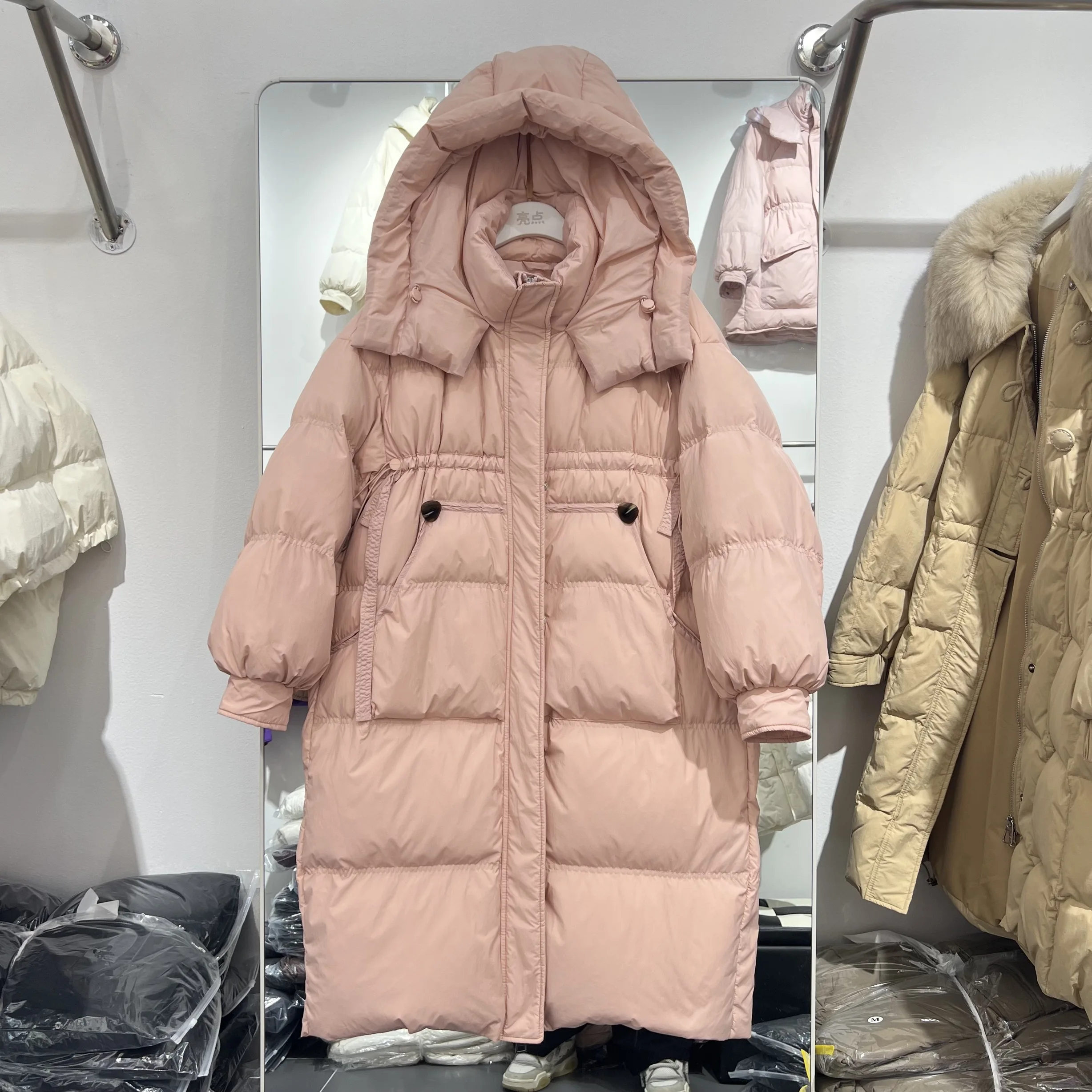 Winter New Thickened Down Jacket Loose Large Wool Collar Cotton Jacket Jacket for Women, Medium Length Korean Version Short