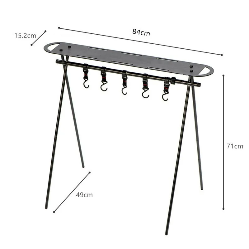 ultralight outdoor camping aluminum alloy tableware cookware rack storage tripod hanger with hood
