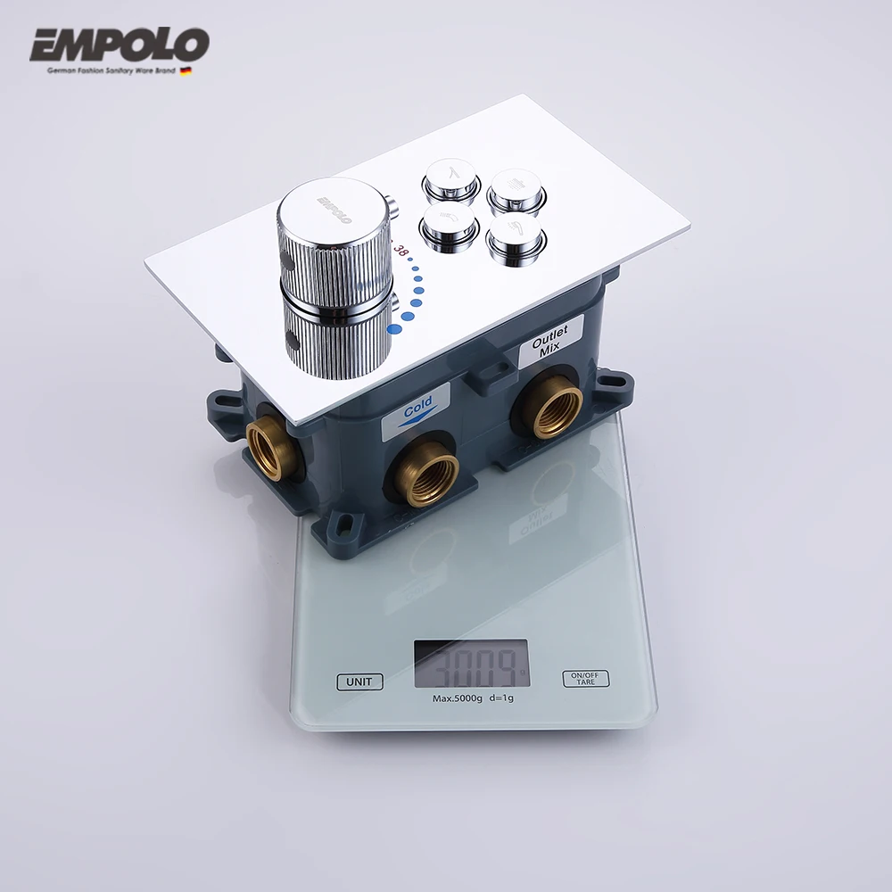 China concealed wall mount rain rainfall bathroom thermostatic shower push-button type brass shower head faucet mixer tap system