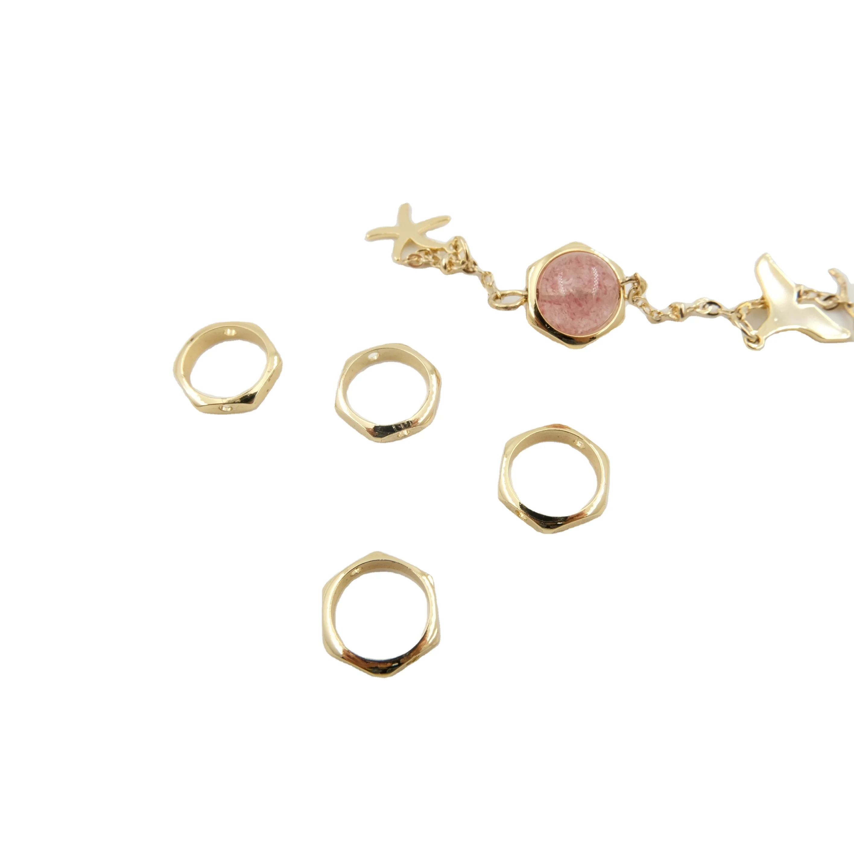 jewelry making materials accessory 18k gold Jump rings Petal Shaped jump rings