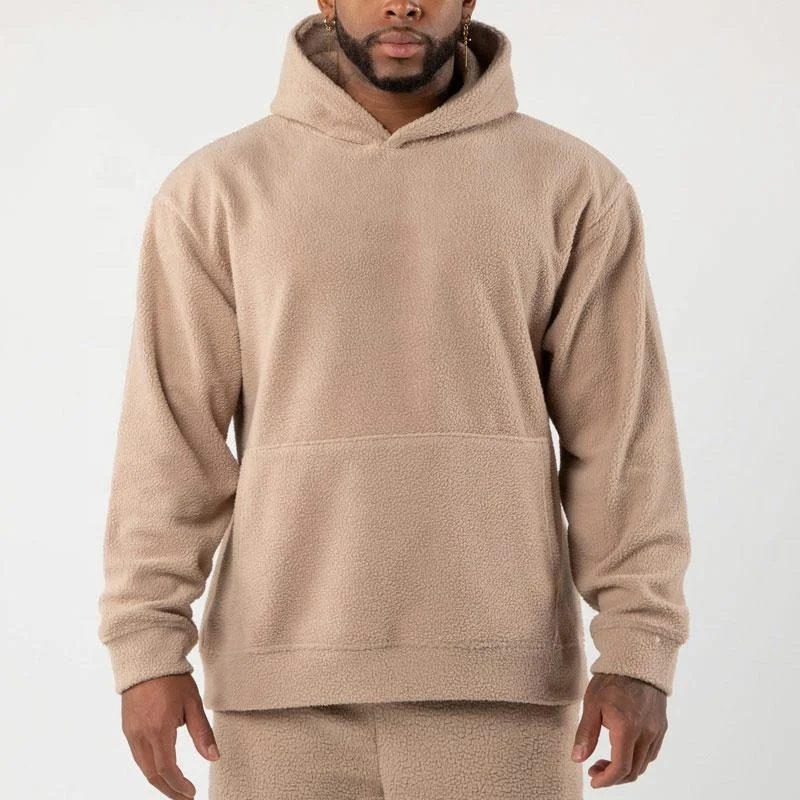 Custom Fleece Hoodies With Your Logo Letter Embroidery 1/4 Zip Fuzzy Hoodies Winter Heavy Weight Fluffy Sherpa Hoodies
