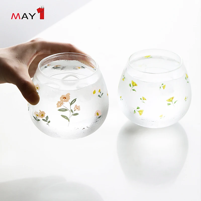 customization logo transparent borosilicate glass lemonade juice coffee cup