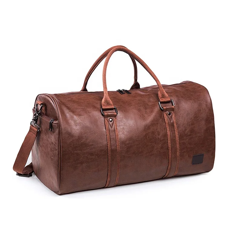 Leather Weekender Bag Custom Brown Travel High Quality Overnight Bag Cow Print Soft Tote Genuine Leather Duffel Bag Weekender