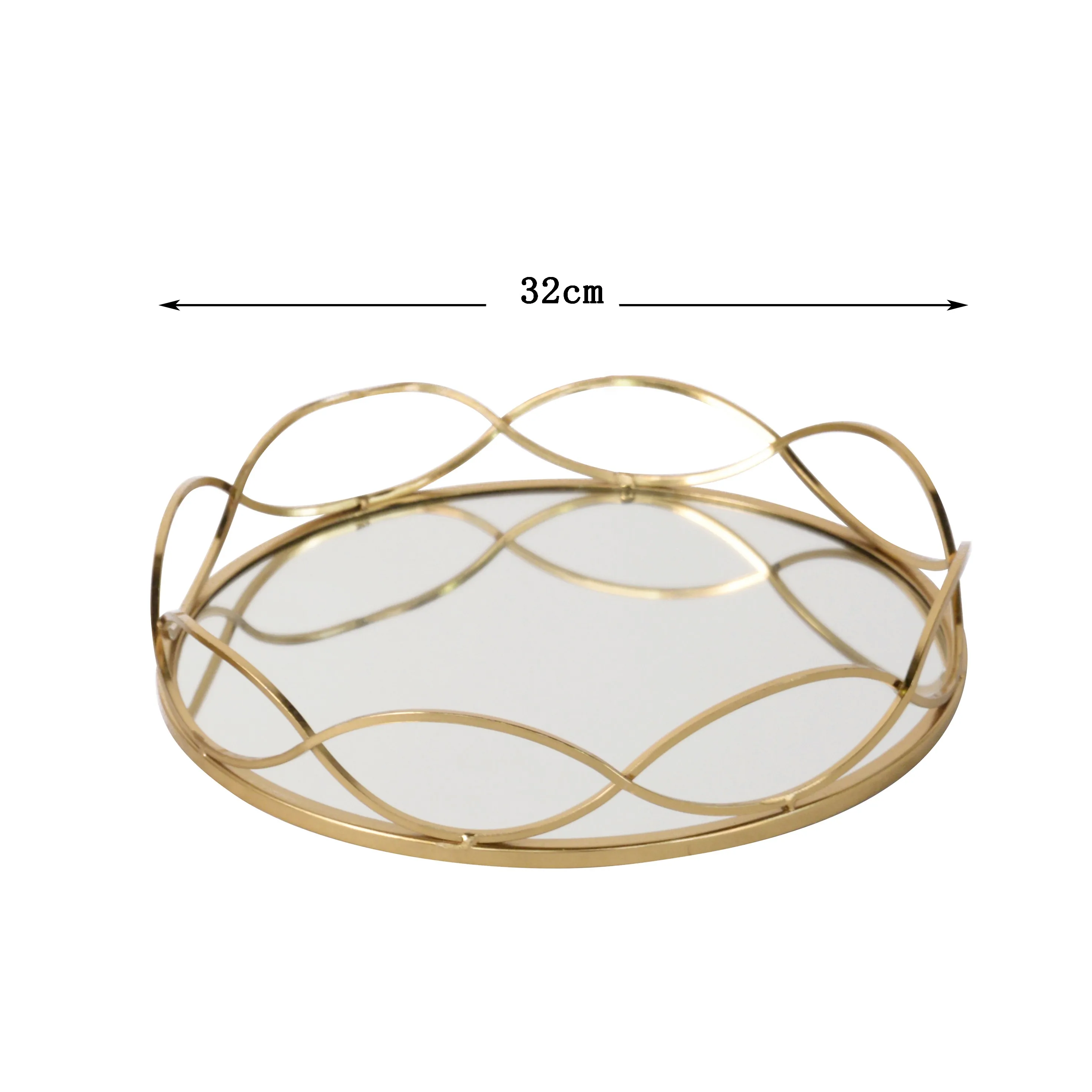 MAYCO Jewelry Organizer Makeup Dressers Vanity Perfume Metal Decorative Gold Glass Mirror Tray