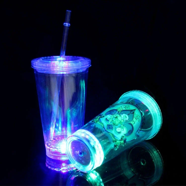 RICHSHINING Custom LED OEM Glowing Cups 12OZ/14OZ/16OZ Water Sensitive Plastic LED For Cup Drinking Glasses Fun  for Party Club