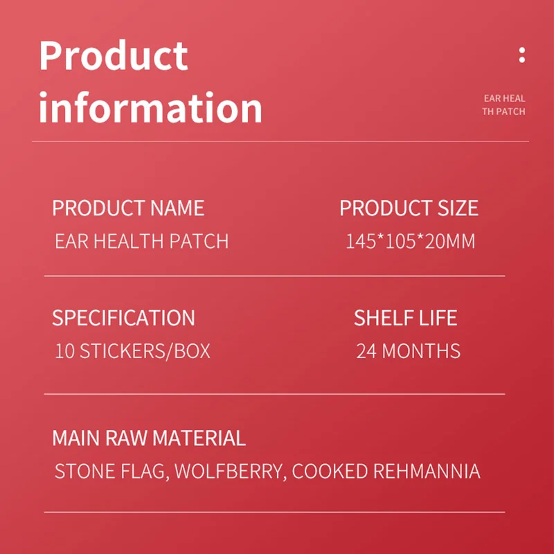 Hot Products Tinnitus Patch Ear Pain Relief Herbal Tinnitus Protection Patch
