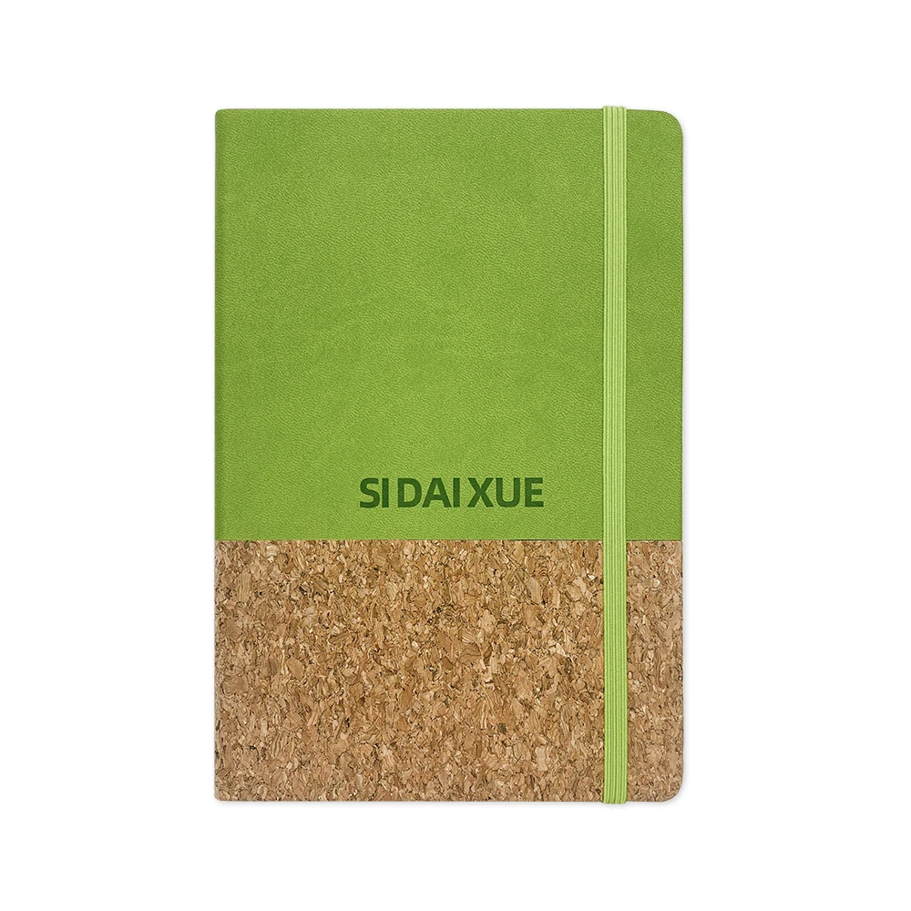 A5 Hardcover Custom Planner PU Leather Connected with Cork Cover Notebook