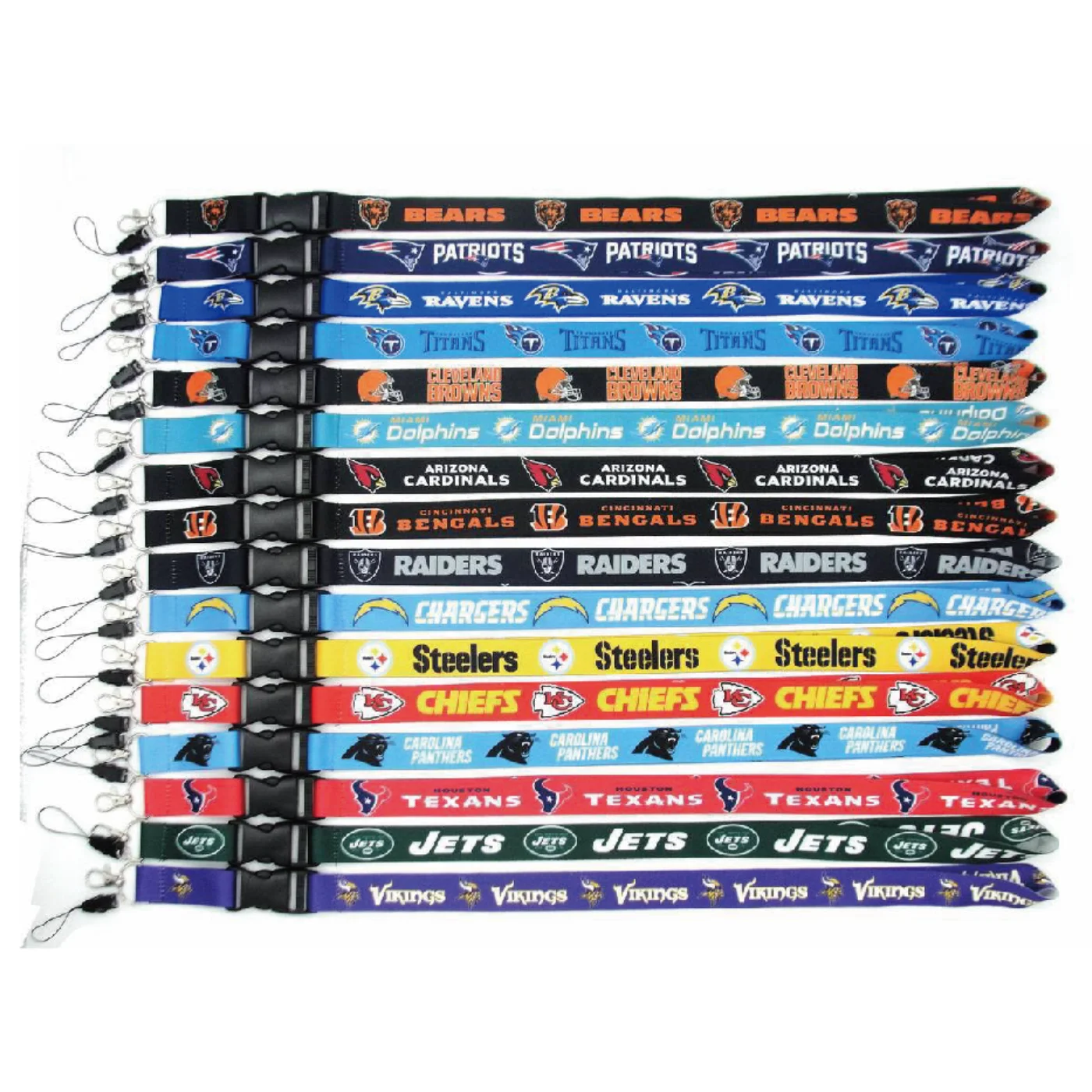 Wholesale US NFL Soccer Club Thermal Transfer Gradient Long Lanyard Keychain Metal Iron Work Pass Buckle Wholesale Lanyard