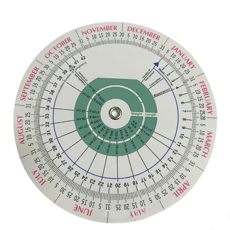 Zmiqu карта больничных колес Дешевый пользовательский калькулятор вращающийся стол для беременности срок родов линейка гинеколога
