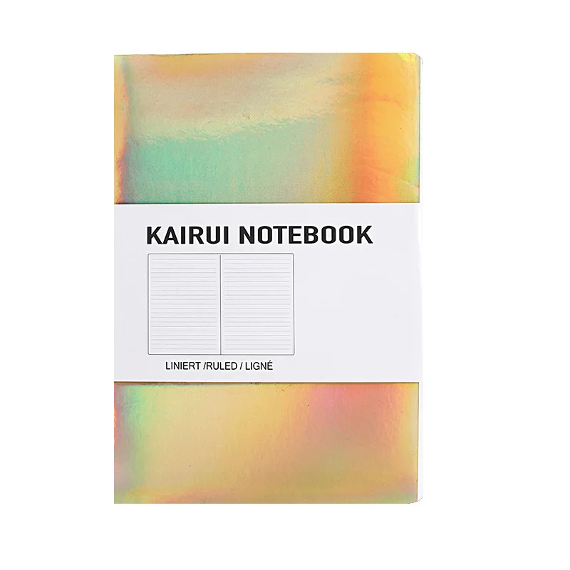 2023 Hot Selling Custom Print Softcover Office Supplies Matte Holographic Notebook  with Custom  Emoboss  Logo