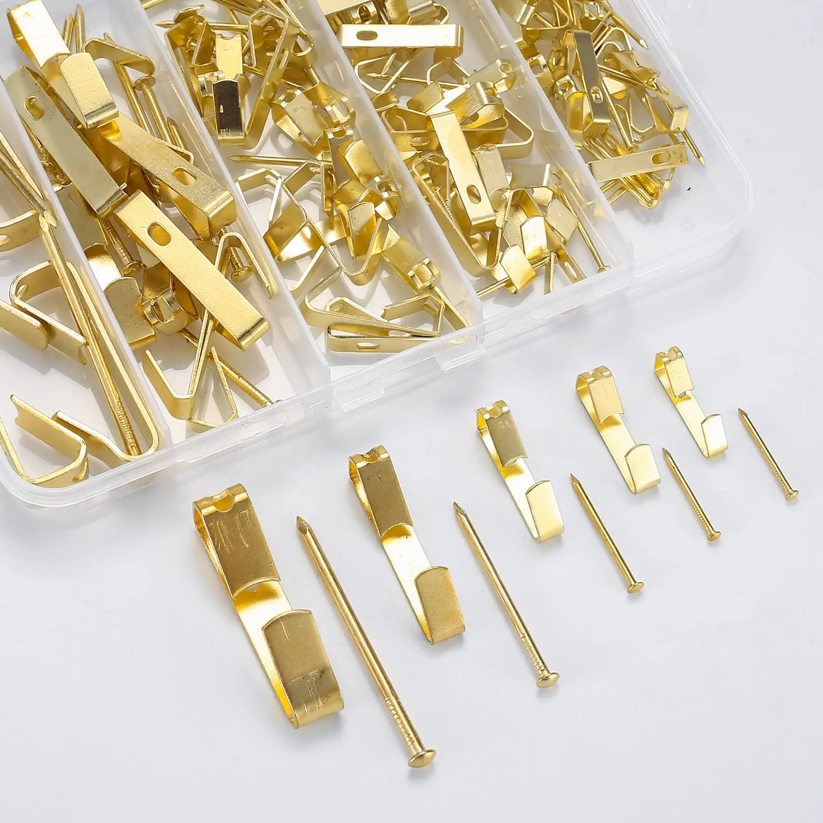 160 Pcs Panpal Picture Hangers Kit Golden, Picture Hanging Hooks, Heavy Duty Picture Hooks Durable and Strong for Drywall