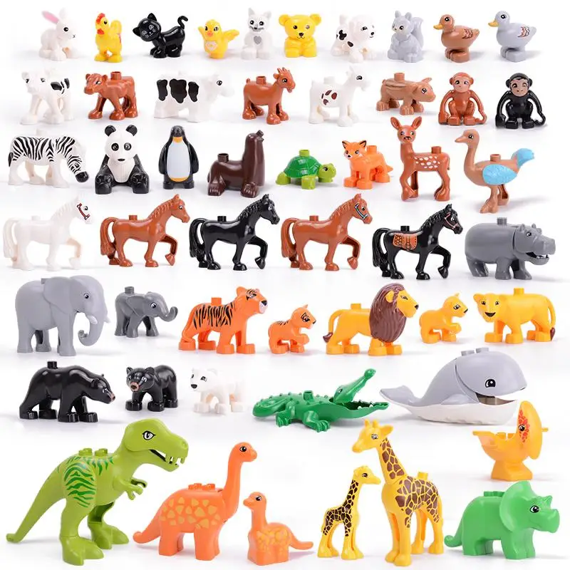 Animals Series Big Building Blocks Black Cat Dog And Tiger With Toys For Kids