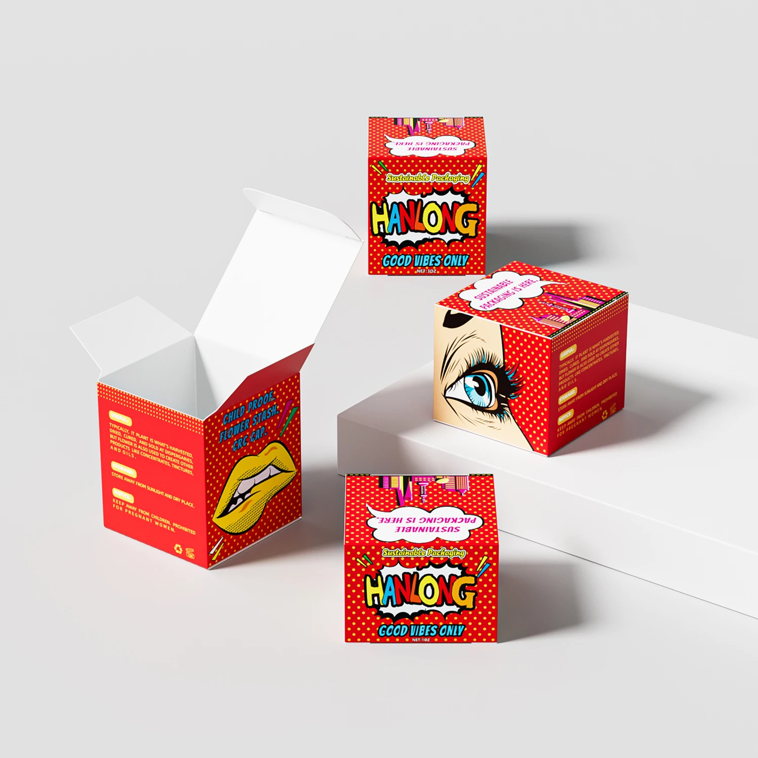 Luxury Custom Cosmetic Glass Jar Packaging Boxes OEM Printed Square Paper Folding Box Package For 1oz 2oz 3oz 4oz Glass Bottles