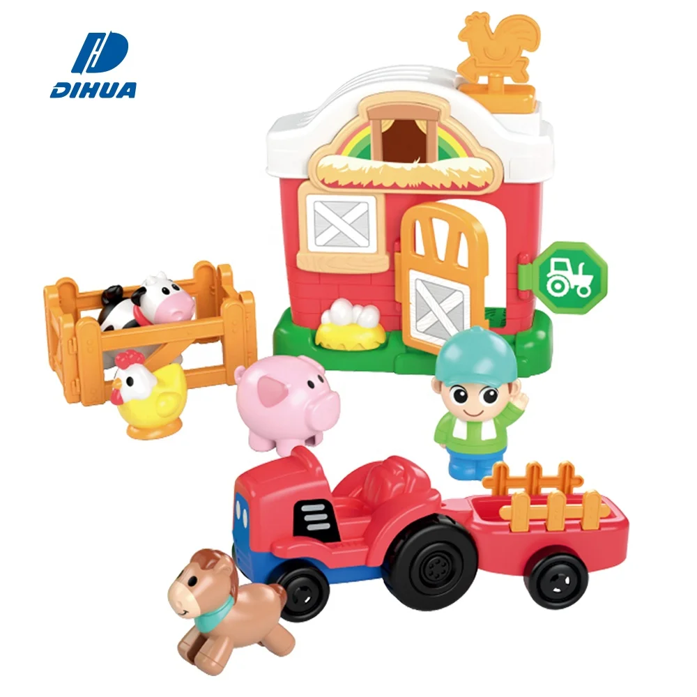 9 шт. ролевые игры сельскохозяйственных животных набор игрушек и трейлер со светом и звуком с рисунками зверей из мультфильмов рисунок фермы игрушка игровой набор для детей