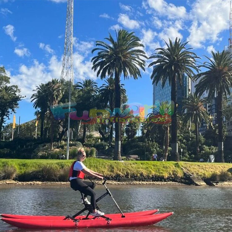 Inflatable pontoon water bikes pedal sea cycle banana boat tubes floating waterbike play sport equipment water bike bicycle