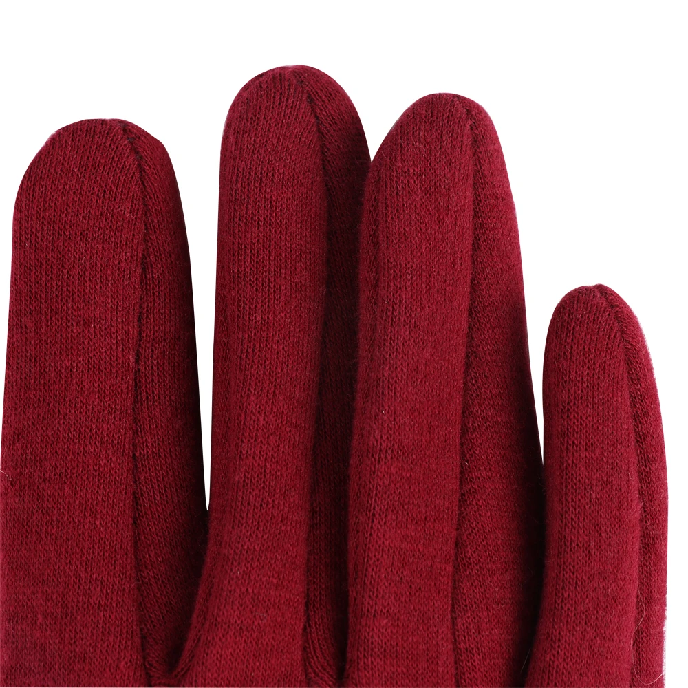 Женские перчатки из полиэстера, спандекса, Коралловая подкладка, полоски из кроличьей шерсти, декоративные перчатки из проводящей пряжи для сенсорного экрана