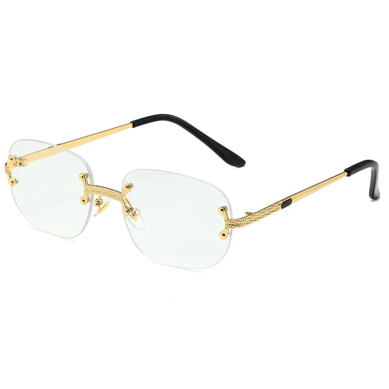 China Wholesale Metal Sun Glasses Men Rimless Adult Glasses Small Frame Square Sunglasses